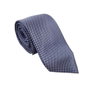 Michael Kors 100% Silk Tie Navy Blue & Lavender Micro Check Geometric Pa…